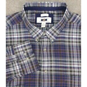 Joseph Abboud Shirt Mens 2XL Blue Gray Purple Plaid Cotton Cashmere Button Down